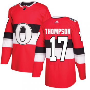 Adidas Senators #17 Nate Thompson Red Authentic 2017 100 Classic Stitched NHL Jersey