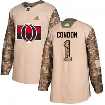 Adidas Senators #1 Mike Condon Camo Authentic 2017 Veterans Day Stitched NHL Jersey