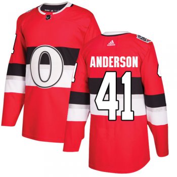 Adidas Senators #41 Craig Anderson Red Authentic 2017 100 Classic Stitched NHL Jersey
