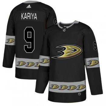 Men's Anaheim Ducks #9 Paul Kariya Black Team Logos Fashion Adidas Jersey