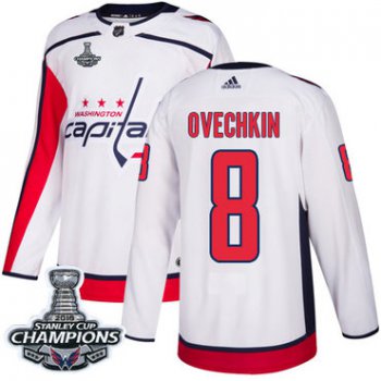 Adidas Washington Capitals #8 Alex Ovechkin White Road Authentic Stanley Cup Final Champions Stitched NHL Jersey