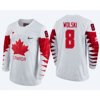 Men Canada Team #8 Wojtek Wolski White 2018 Winter Olympics Jersey