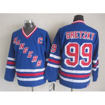 New York Rangers #99 Wayne Gretzky 1993 Light Blue Throwback CCM Jersey