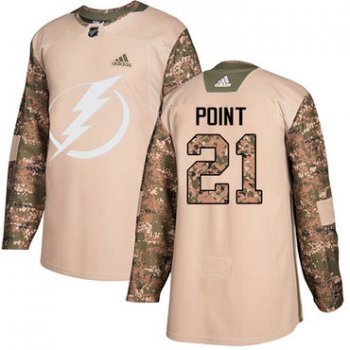 Adidas Lightning #21 Brayden Point Camo Authentic 2017 Veterans Day Stitched NHL Jersey