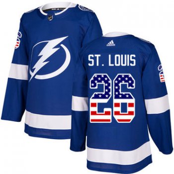 Adidas Lightning #26 Martin St. Louis Blue Home Authentic USA Flag Stitched NHL Jersey