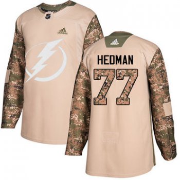 Adidas Lightning #77 Victor Hedman Camo Authentic 2017 Veterans Day Stitched NHL Jersey