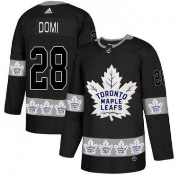 Men's Toronto Maple Leafs #28 Tie Domi Black Team Logos Fashion Adidas Jersey
