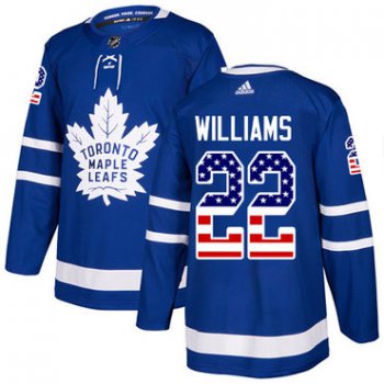 Adidas Maple Leafs #22 Tiger Williams Blue Home Authentic USA Flag Stitched NHL Jersey