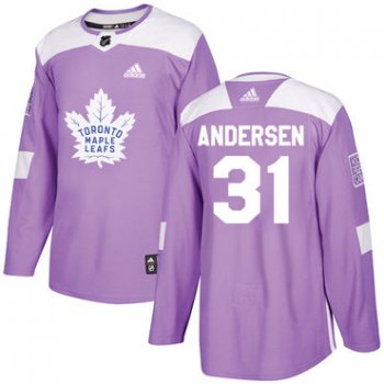 Adidas Maple Leafs #31 Frederik Andersen Purple Authentic Fights Cancer Stitched NHL Jersey