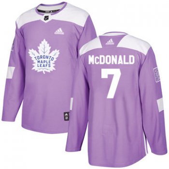 Adidas Maple Leafs #7 Lanny McDonald Purple Authentic Fights Cancer Stitched NHL Jersey
