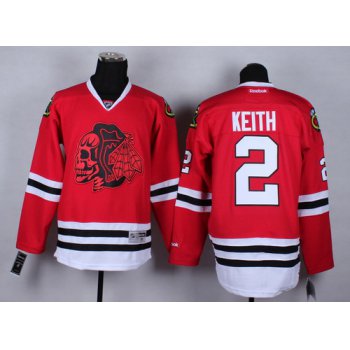 Chicago Blackhawks #2 Duncan Keith Red With Red Skulls Jersey
