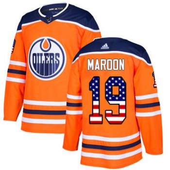 Adidas Edmonton Oilers #19 Patrick Maroon Orange Home Authentic USA Flag Stitched NHL Jersey