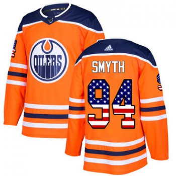 Adidas Oilers #94 Ryan Smyth Orange Home Authentic USA Flag Stitched NHL Jersey