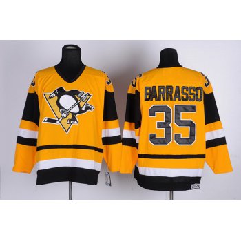 Pittsburgh Penguins #35 Tom Barrasso Yellow Throwback CCM Jersey