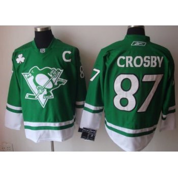 Pittsburgh Penguins #87 Sidney Crosby St. Patrick's Day Green Jersey