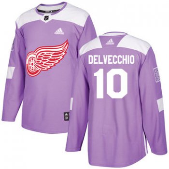 Adidas Red Wings #10 Alex Delvecchio Purple Authentic Fights Cancer Stitched NHL Jersey