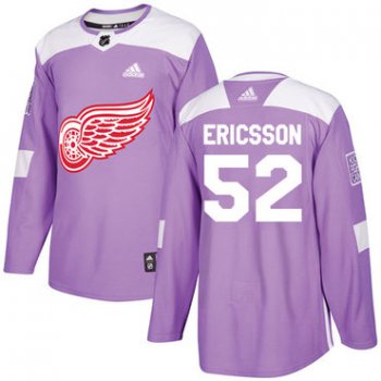 Adidas Red Wings #52 Jonathan Ericsson Purple Authentic Fights Cancer Stitched NHL Jersey