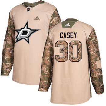 Adidas Stars #30 Jon Casey Camo Authentic 2017 Veterans Day Stitched NHL Jersey