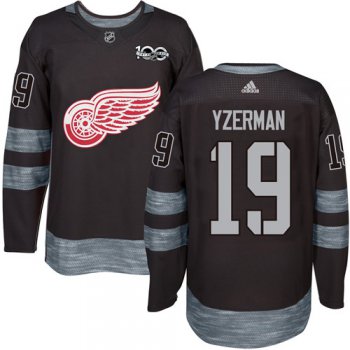 Red Wings #19 Steve Yzerman Black 1917-2017 100th Anniversary Stitched NHL Jersey