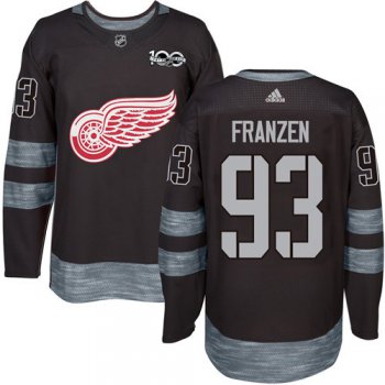Red Wings #93 Johan Franzen Black 1917-2017 100th Anniversary Stitched NHL Jersey