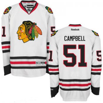 Mens Chicago Blackhawks #51 Brian Campbell White Hockey Stitched NHL Jersey