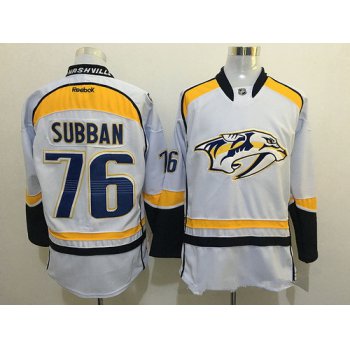 Men's Nashville Predators #76 P. K. Subban White Reebok NHL Ice Hockey Jersey