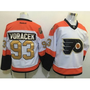 Men's Philadelphia Flyers #93 Jakub Voracek White 50th Anniversary Gold Stitched NHL Reebok Hockey Jersey