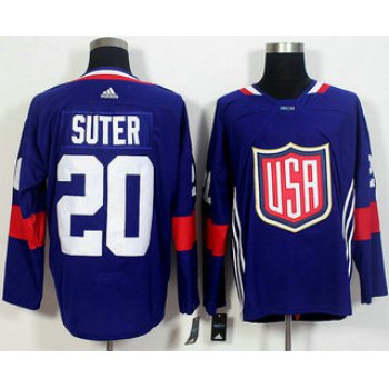 Men's Team USA #20 Ryan Suter Navy Blue 2016 World Cup of Hockey Game Jersey