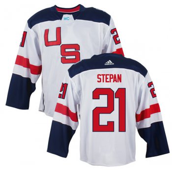 Men's Team USA #21 Derek Stepan White 2016 World Cup of Hockey Game Jersey
