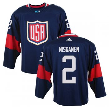 Men's Team USA #2 Matt Niskanen Navy Blue 2016 World Cup of Hockey Game Jersey