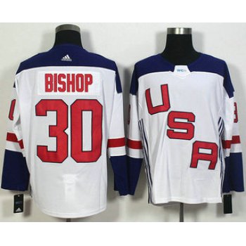 Men's Team USA #30 Ben Bishop White 2016 World Cup of Hockey Game Jersey