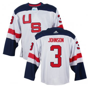Men's Team USA #3 Jack Johnson White 2016 World Cup of Hockey Game Jersey