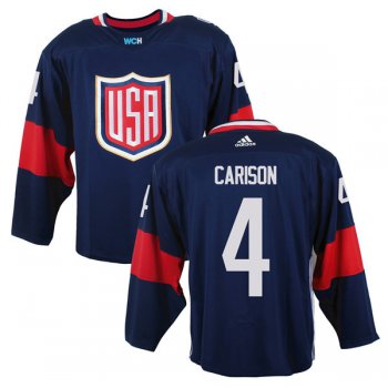 Men's Team USA #4 John Carlson Navy Blue 2016 World Cup of Hockey Game Jersey