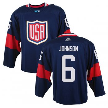 Men's Team USA #6 Erik Johnson Navy Blue 2016 World Cup of Hockey Game Jersey