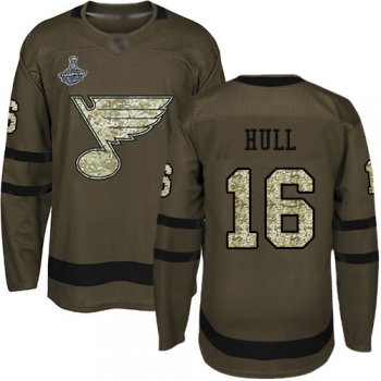 Blues #16 Brett Hull Green Salute to Service Stanley Cup Champions Stitched Hockey Jersey