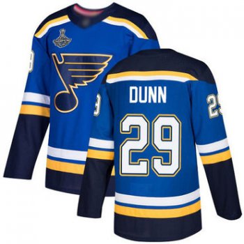 Blues #29 Vince Dunn Blue Home Authentic Stanley Cup Champions Stitched Hockey Jersey