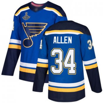 Blues #34 Jake Allen Blue Home Authentic Stanley Cup Champions Stitched Hockey Jersey