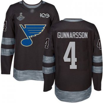 Blues #4 Carl Gunnarsson Black 1917-2017 100th Anniversary Stanley Cup Champions Stitched Hockey Jersey