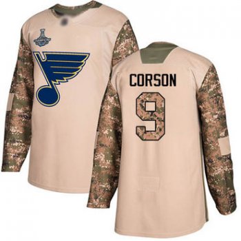 Blues #9 Shayne Corson Camo Authentic 2017 Veterans Day Stanley Cup Champions Stitched Hockey Jersey