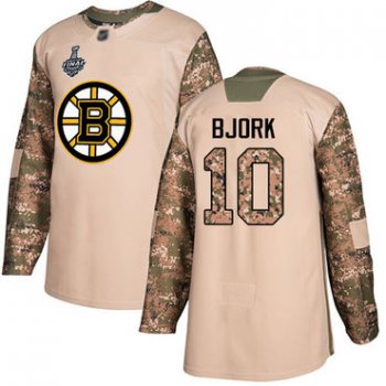 Men's Boston Bruins #10 Anders Bjork Camo Authentic 2017 Veterans Day 2019 Stanley Cup Final Bound Stitched Hockey Jersey