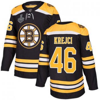Men's Boston Bruins #46 David Krejci Black Home Authentic 2019 Stanley Cup Final Bound Stitched Hockey Jersey