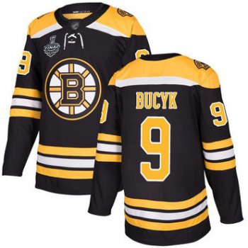 Men's Boston Bruins #9 Johnny Bucyk Black Home Authentic 2019 Stanley Cup Final Bound Stitched Hockey Jersey