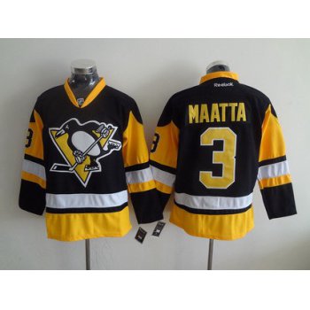 Men's Pittsburgh Penguins #3 Olli Maatta Black Third Alternate Hockey Reebok Jersey
