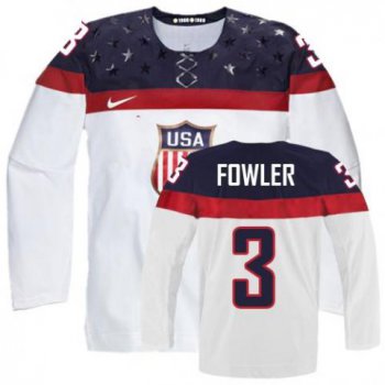 2014 Olympics USA #3 Cam Fowler White Jersey
