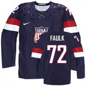 2014 Olympics USA #72 Justin Faulk Navy Blue Jersey