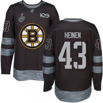 Men's Boston Bruins #43 Danton Heinen Black 1917-2017 100th Anniversary 2019 Stanley Cup Final Bound Stitched Hockey Jersey