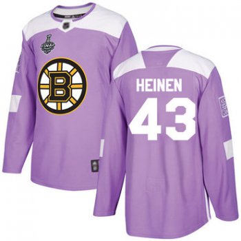 Men's Boston Bruins #43 Danton Heinen Purple Authentic Fights Cancer 2019 Stanley Cup Final Bound Stitched Hockey Jersey