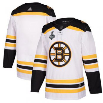 Men's Boston Bruins Blank White Road Authentic 2019 Stanley Cup Final Bound Stitched Hockey Jersey