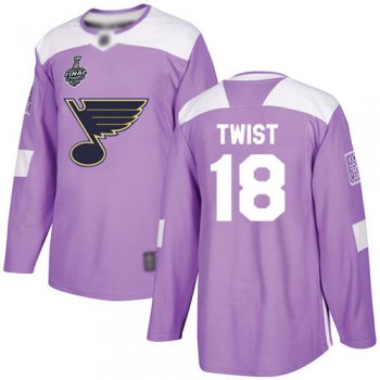 Men's St. Louis Blues #18 Tony Twist Purple Authentic Fights Cancer 2019 Stanley Cup Final Bound Stitched Hockey Jersey