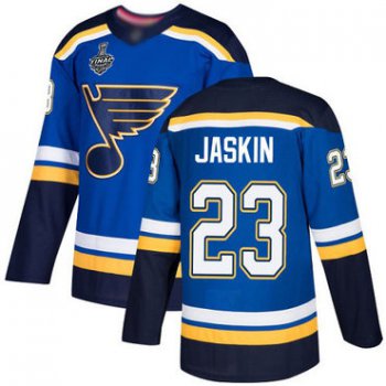 Men's St. Louis Blues #23 Dmitrij Jaskin Blue Home Authentic 2019 Stanley Cup Final Bound Stitched Hockey Jersey